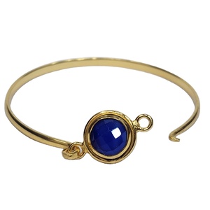 925 argent Sterling plaqué or excellente qualité à facettes bleu Quartz pierre précieuse à la main concepteur réglable bracelet pour les femmes - Product Image 1