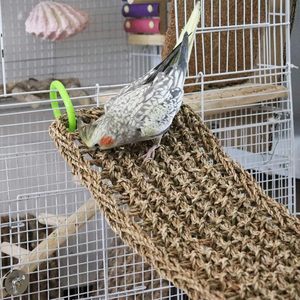 Discount 30%! Natural Seagrass Hammock with Hooks, Climbing Rope <b>Ladder</b> Chew Toys for Cockatiel, Hamster, Guinea, Rats, Parakeet - Product Image 2