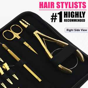 Hot Selling Microbead Hair Extensions <b>Crimping</b> 2 Hole Pliers Kit Pulling Loop Sectioning Accessories Hair Braid Rings - Product Image 3