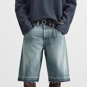 Shorts en jean personnalisés pour hommes, coupe classique, en coton extensible durable, style décontracté d'été, streetwear respirant, broderie cristal - Product Image 2