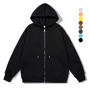 Sweat à capuche personnalisé pour hommes Plus Size Boxy Fit Drop Shoulder Zipper Hoodies pour hommes Oversized Full Zipper Up Hoodies 100% coton - Product Image 1
