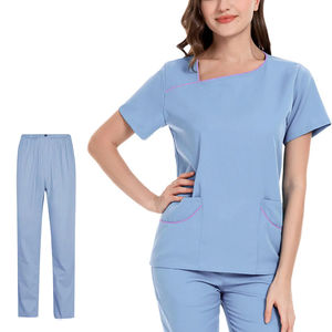 Offre Spéciale personnalisable OEM Spa uniformes femmes à manches courtes infirmière gommages impression numérique clinique haut pantalon coton tissé Polyester - Product Image 6
