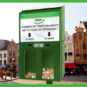 MEGOVOTE-Cendrier urbain interactif innovant, grande capacité 2000 mégots, durable, en métal et acier, pour public urbain - Product Image 3