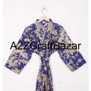 ชุดกิโมโนผ้าฝ้ายแท้ 100% ลายดอกไม้ งานแฮนด์เมด คอวี ติดเข็มขัด แขนยาวเต็มตัว สำหรับวันพักผ่อน รุ่นใหม่ล่าสุดสำหรับผู้หญิง - Product Image 3