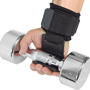 Hot Selling <b>Weight</b> Lifting Straps-Hook Iron-Mat Adjustable Neoprene Wrist Support-Brace For Gym Use-Universal Fit-Black - Product Image 2