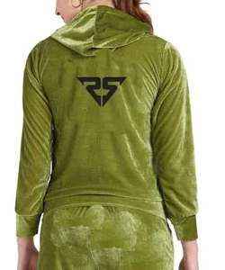 Chándal de terciopelo para mujer Verde Mujer Tallas grandes Joggers Pantalones Cremallera Conjunto Chándales de terciopelo Conjuntos Color verde Mujer - Product Image 3
