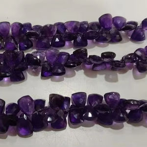 Améthyste naturelle en forme de trille Briolette à facettes 10-15mm perles vendues par brin 8 pouces de long de haute qualité - Product Image 1
