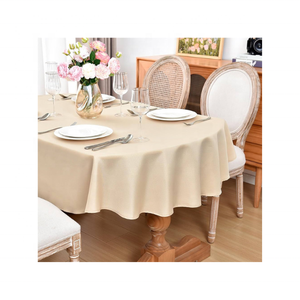 Mild Cream Floral Embroidered Organic Cotton <b>Tablecloth</b> Eco-Friendly Durable for Dining Gatherings 60x90 Inches New Design - Product Image 2