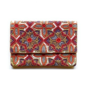 Perles de rocaille de conception broderie pochette artisanale pochette perlée complexe motif floral artisanal cousu à la main petites perles - Product Image 5