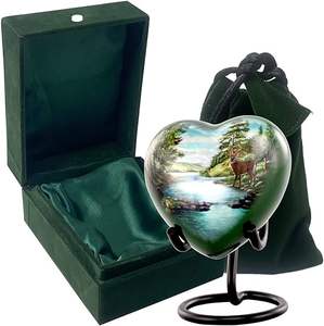 Belle urne funéraire en forme de cœur pour les cendres humaines avec support et boîte de qualité supérieure Mini urne artisanale en forme de chaleur - Product Image 3