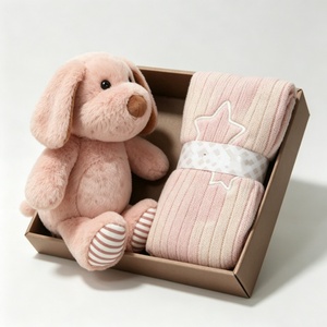 Juego de Regalo de Peluche de Perrito Rosa Personalizado para Niños de 5 a 7 Años, Animal de Peluche Suave con Bordado de Estrella y Forro de Malla, Manta para Bebé - Product Image 4