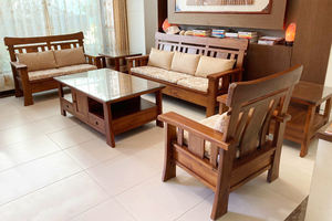 Elegante Conjunto de Sofás Seccionales de Teca Fina, Sillas de Almacenamiento, Mesas de Centro, Colecciones de Muebles de Estilo Sureste, Madera para Sala de Estar - Product Image 5