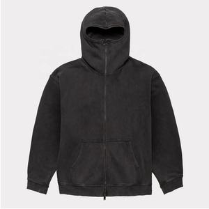 Sudaderas con Capucha para Hombre, 100% Algodón, Personalizadas con Mascarilla Facial, Cierre Completo, Estilo Vintage, Hombros Caídos, Estilo Urbano, Unisex, Pasamontañas - Product Image 6