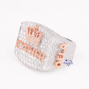 Anillo Hip Hop para hombre en plata de ley 925 cultivado en laboratorio con diamantes de corte redondo de claridad VVS para fiesta de compromiso de boda - Product Image 3