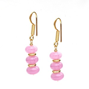 Handmade Lavender Birthstone Dangle <b>Earrings</b> with Gold Spacer Beads, Findings & Gold Plated Hook Drop <b>Earrings</b> - Product Image 1