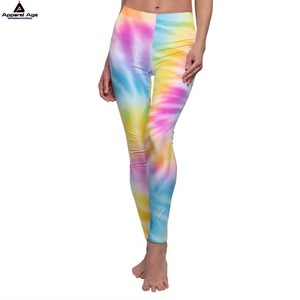 Leggings d'impression numérique de LOGO personnalisé pour femmes filles Tie Dye taille haute imprimé pantalons de Yoga Leggings en gros en vrac - Product Image 3