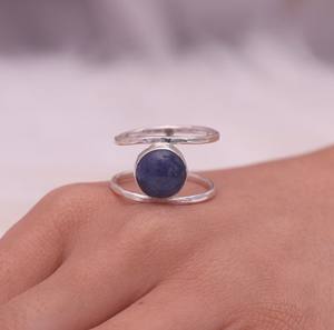 Venta al por mayor 925 plata esterlina elegante compromiso lapislázuli diamante piedras preciosas impresionante joyería para mujeres niñas para fiestas - Product Image 2