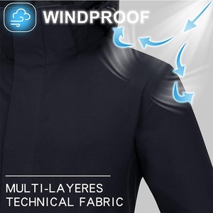 Abrigo de invierno para hombre, chaqueta de esquí al aire libre impermeable para deportes de montaña, forro polar cálido, lona, cierre de cremallera, bolsillo frontal - Product Image 5