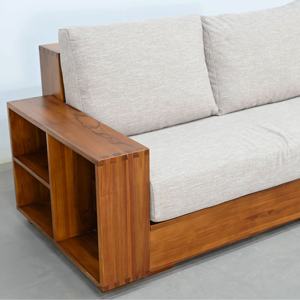 Sofá de 4 plazas con marco de madera de teca acogedor y de moda, juego de sofás, muebles para sala de estar - Product Image 4