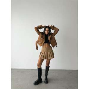 Trench court marron décontracté avec ceinture pour la saison automnale - Product Image 2