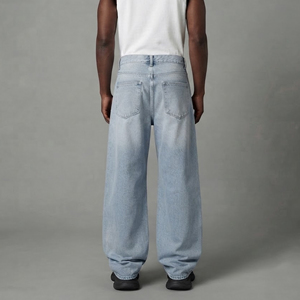 High Quality Custom Washed Denim <b>Jeans</b> for Men's Casual Straight Fit Hip Hop Streetwear custom <b>Embroidered</b> Breathable man pant - Product Image 6