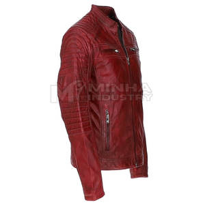 Vestes en cuir haute qualité pour hommes Veste à fermeture éclair Col montant dans toutes les couleurs Tailles Vestes en cuir pour hommes - Product Image 3