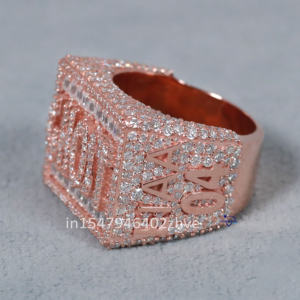 Baguette personalizado con letras y corte redondo, anillo de Hip Hop de Plata de Ley 925 con diamante cultivado en laboratorio, certificado IGI - Product Image 3