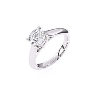 Anillo de compromiso redondo con diamante solitario cultivado en laboratorio de 1.1 quilates en oro amarillo, blanco y rosa de 9 quilates - Product Image 1