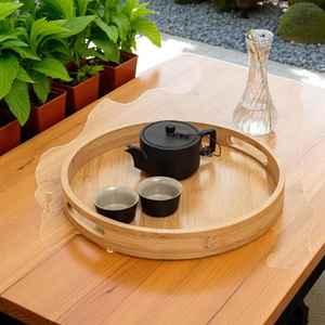 Vaisselle décorative rectangulaire en bois massif véritable naturel, plateau de service à fruits, plateau de service à café, plateau de service à café - Product Image 3