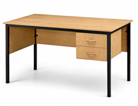 Escritorio para Profesor, Muebles Escolares con Cajonera, Escritorio para Computadora, Mesa de Oficina con Patas Metálicas