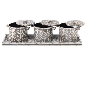 Recipiente de Almacenamiento de Alimentos de Madera con Incrustaciones de Hueso para la Organización de la Cocina del Hogar, Recipiente con Bandeja a un Precio Económico - Product Image 5