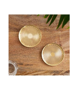 Latest Design Round Brass Coasters High <b>Polished</b> Customized Size Eco-Friendly Reusable Custom Logo Handmade Country Style Mats - Product Image 4