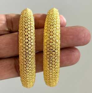 Unique Gold Tribal Brass Bangles Bold Statement Elegant Floral Motif Design Fashionable Free <b>Form</b>-Durable Customizable for - Product Image 1