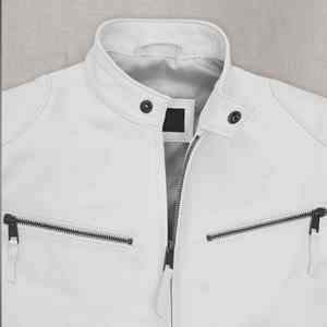 Top chaud Premium qualité hommes vestes en cuir 100% Original haute rue Style hommes vestes haute exigence blanc veste pour hommes - Product Image 4