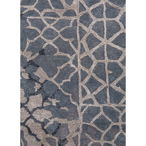 Alfombra Rectangular Mythos Azul con Patrón Geométrico de Lana y Viscosa, Hecha a Mano, 9x12, para Sala de Estar, Entrada o Dormitorio - Product Image 3