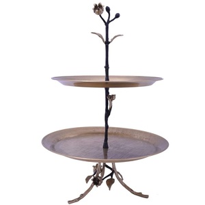 Ancient looking Fruit Cake Serving Silver Antique Finishing Table <b>Top</b> Cake Platter Stand With 3 Tier For Halloween And <b>Easters</b> - Product Image 2