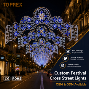 Motivo Metálico de Cobre LED 2D para Decoración de Festivales y Navidad al Aire Libre, <span class=keywords><strong>Luz</strong></span> de Calle Blanca Cálida, Estilo Colgante para Uso Comercial en la Ciudad - Product Image 1