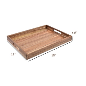 Plateau de service en bois avec poignée pour usage alimentaire résidentiel, finition brute - Product Image 1