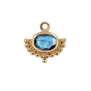Pendentif Labradorite en Argent Sterling 925 Plaqué Rhodium Forme Ovale Taille Normale 8x6mm Pierre de Naissance Or Vermeil Charm - Product Image 1