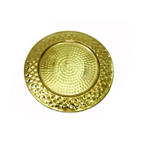 Assiette de service en cuivre finition dorée, design luxueux unique, écologique, lavable, pour servir des aliments à la maison, dans les hôtels, lors de fêtes et d'événements - Product Image 1
