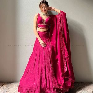 Meilleure vente georgette de haute qualité de créateur indien readymade avec broderie Lehenga Choli avec tenue de fête Dupatta - Product Image 2