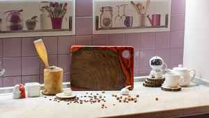 Planche à découper en bois de résine naturelle, fabriquée en bois d'acacia et en bois de manguier, offrant une surface lisse pour un usage quotidien - Product Image 6