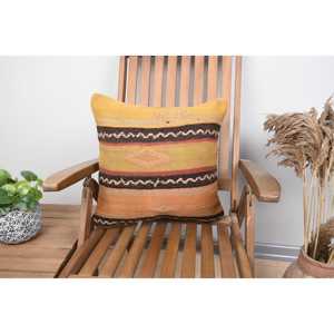 Beige Kilim Wool Pillow <b>18x18</b> Inch Luxury Accent Pillow Vintage Fluffy Pattern Rustic Print Feather for Christmas Bedding - Product Image 1