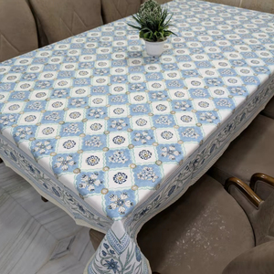 Elegant Floral Printed 100% Cotton Tablecloth Handcrafted and Hand Block Printed Traditional Artisan Design Cotton <b>Table</b> <b>Cover</b> - Product Image 1