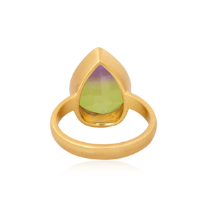 Bio Paon Quartz Bague en pierres précieuses Plaqué or jaune Bague de mode Anneaux en laiton en gros Fournisseur Fabricant de bijoux - Product Image 2