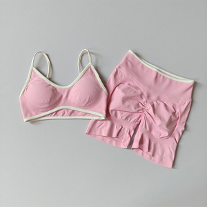 Ensemble de yoga 2 pièces pour femmes, taille plus, uni, écologique, séchage rapide, haut court sans couture, short taille haute, soutien-gorge de sport avant, salle de sport, fitness - Product Image 2