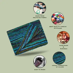 Tapis Chindi Turquoise Vibrant et Eco Friendly fabriqués à la main Décoration d'intérieurs élégants Tapis Chindi personnalisés à vendre - Product Image 2