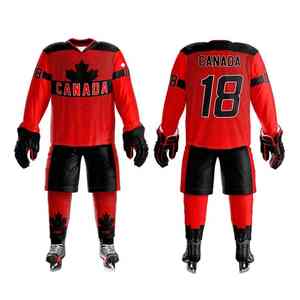 Conjunto de uniforme de hockey sobre hielo personalizado con tela de textura suave y fuerte construcción reforzada. - Product Image 4