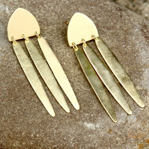 Minimalistic 18K <b>Gold</b> Plated Brass Geometric <b>Dangle</b> Drop <b>Earrings</b> for Women Stylish Classic Fashion Jewelry - Product Image 1