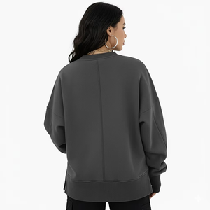 Sweat-shirt oversize pour femme, streetwear, 100% coton, tissu tricoté doux, logo sur le devant, facile à porter, style décontracté, automne-hiver - Product Image 2